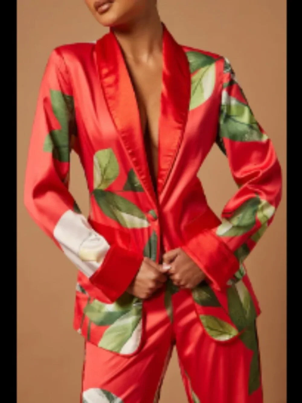 Ophelia Satin Floral Pant Suit Set - Picture 3 of 5